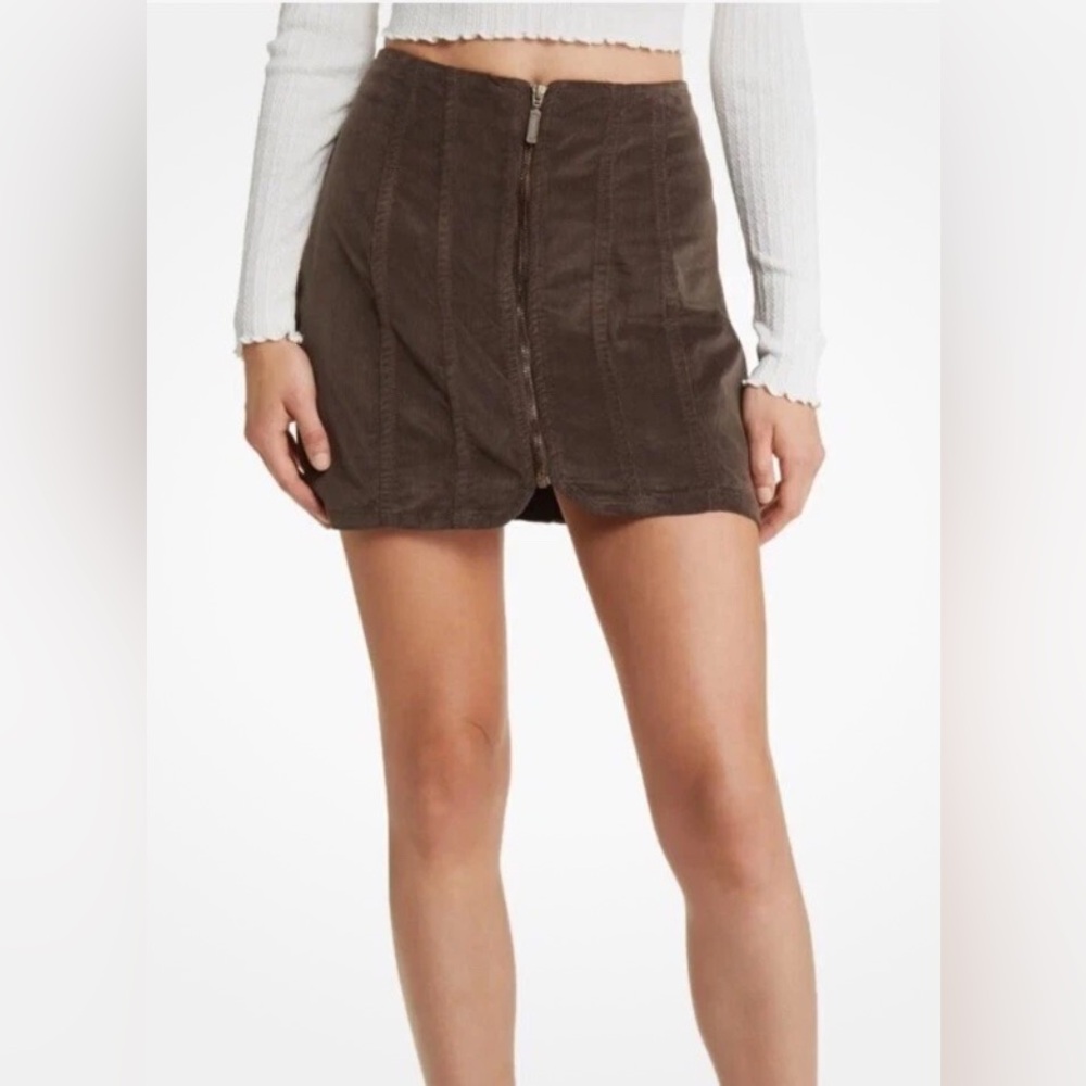 Free People We The Free Layla Cord Corduroy Mini Skirt Espresso Bean Size 4 NWT